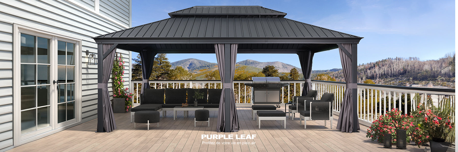 gazebo à toit rigide - Purpleaf France