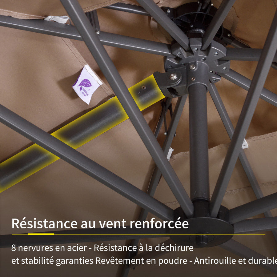 PURPLE LEAF Parasol Déporté avec Cadre Anthracite Inclinable à Rotation 360° avec Manivelle Parasol de Jardin Carré Rectangle