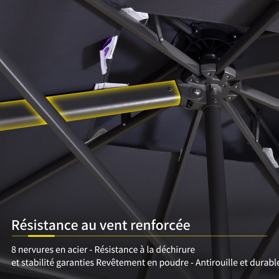 PURPLE LEAF Parasol Déporté avec Cadre Anthracite Inclinable à Rotation 360° avec Manivelle Parasol de Jardin Carré Rectangle