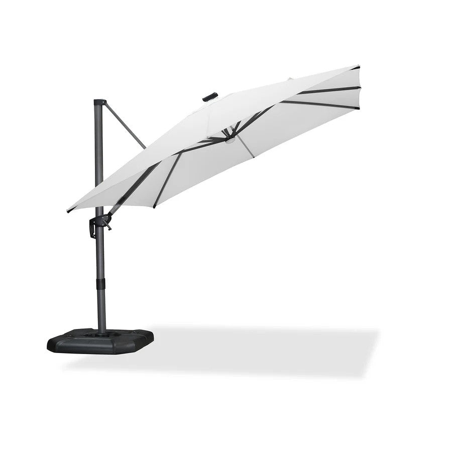 PURPLE LEAF Parasol Déporté avec LED Solaire 3 x 3 m Carré Inclinable avec socle