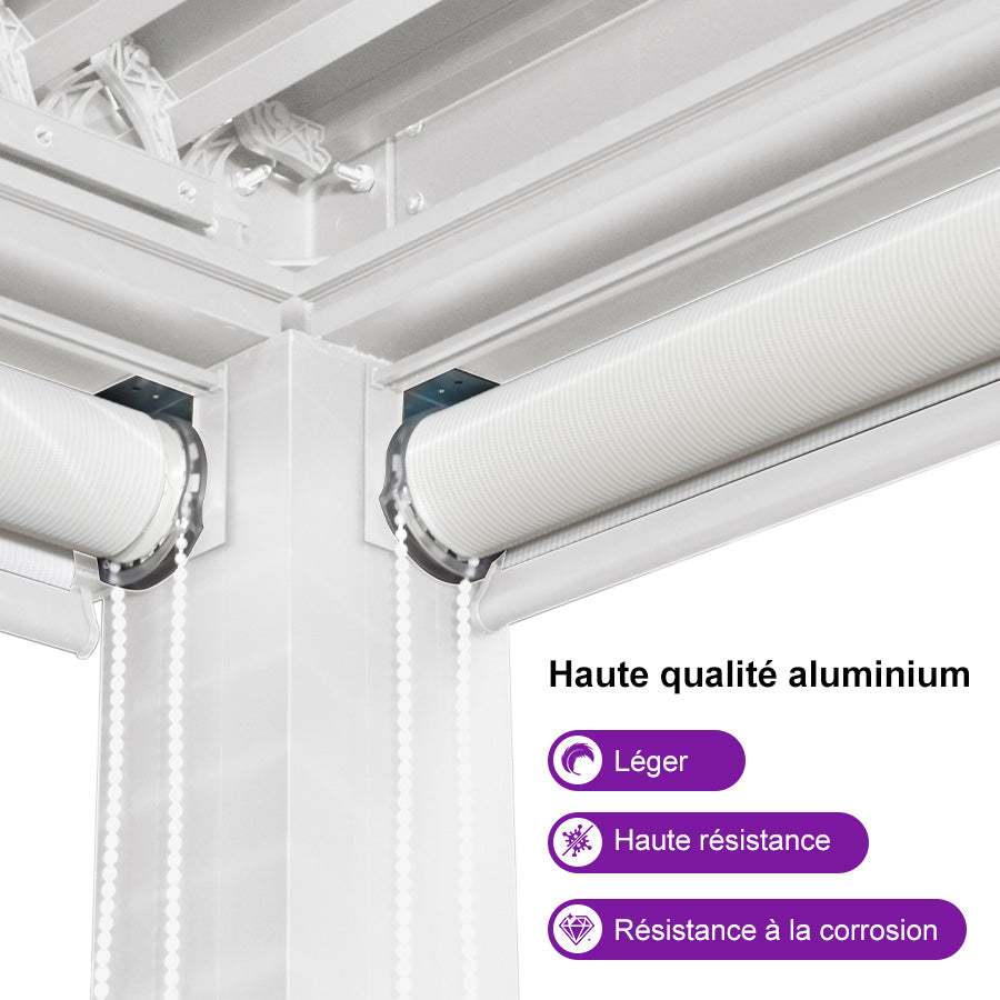 PURPLE LEAF Stores enrouleurs pour Pergola Bioclimatique Protection Solaire Intimité Toile Imperméable Isolation Thermique Entretien Facile