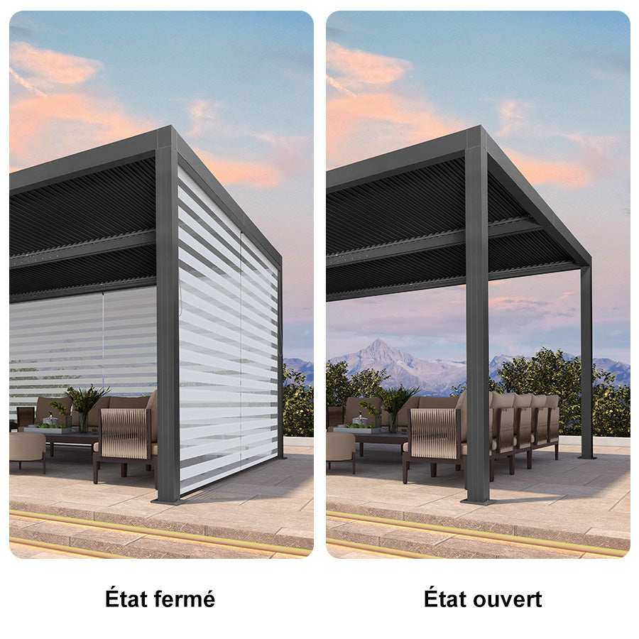 PURPLE LEAF Stores enrouleurs pour Pergola Bioclimatique Protection Solaire Intimité Toile Imperméable Isolation Thermique Entretien Facile
