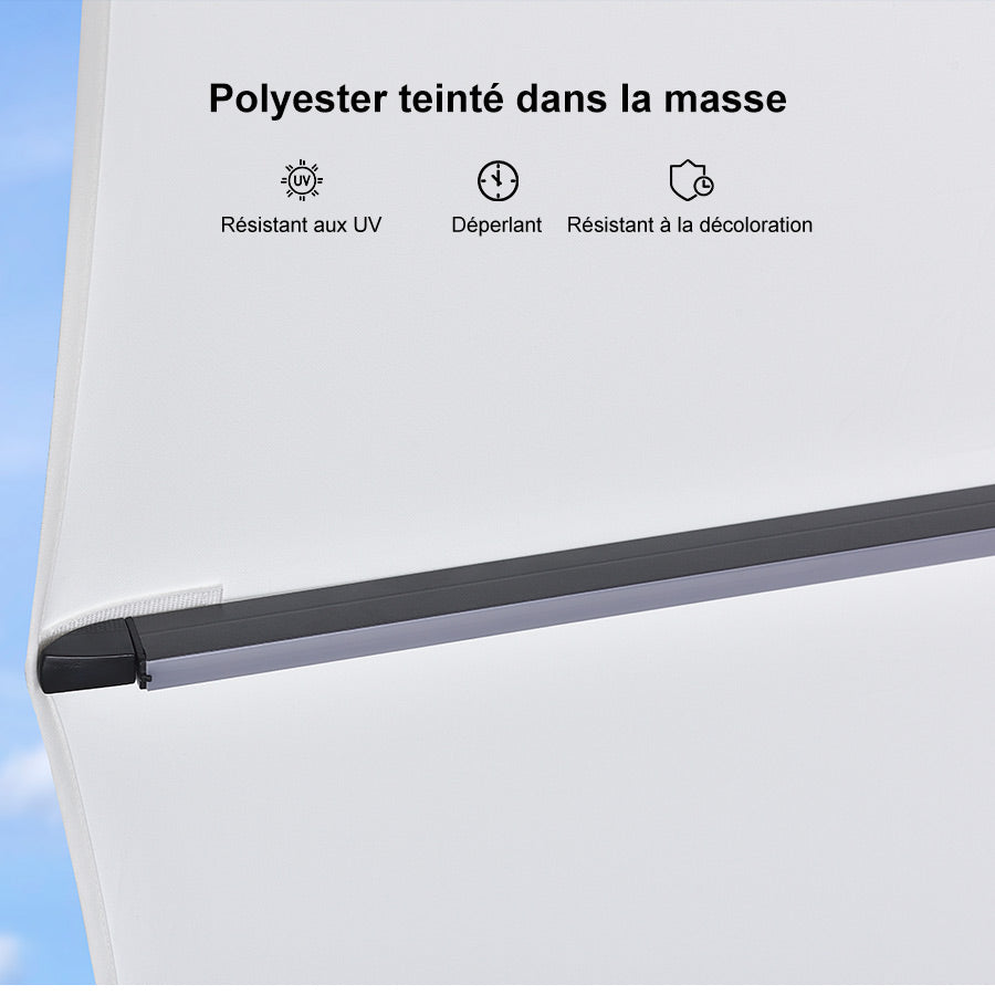 PURPLE LEAF Parasol Déporté avec LED Solaire 3 x 3 m Carré, Parasol De Jardin Extérieur Inclinable Toile Protection UV