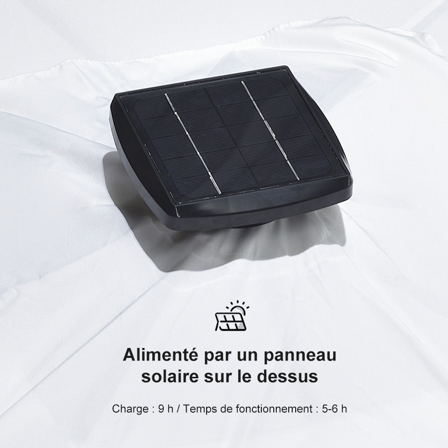 PURPLE LEAF Parasol Déporté avec LED Solaire 3 x 3 m Carré Inclinable avec socle