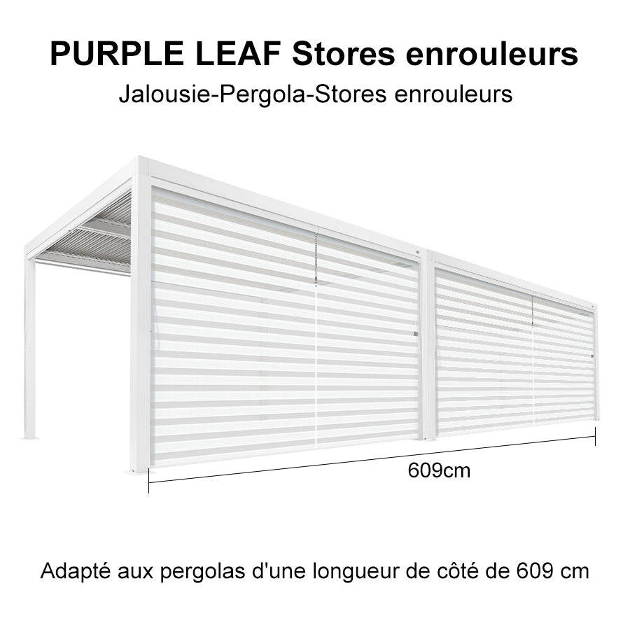 PURPLE LEAF Stores enrouleurs pour Pergola Bioclimatique Protection Solaire Intimité Toile Imperméable Isolation Thermique Entretien Facile