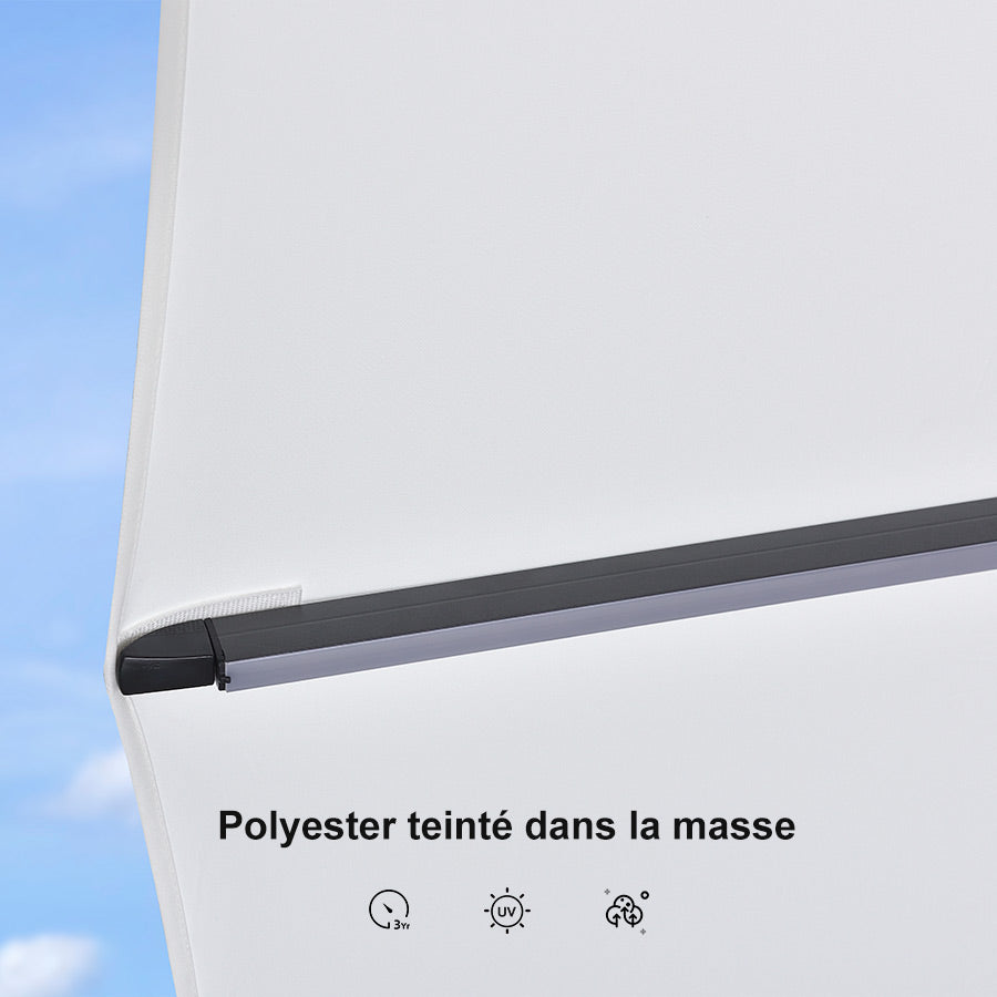 PURPLE LEAF Parasol Déporté avec LED Solaire 3 x 3 m Carré, Parasol De Jardin Extérieur Inclinable Toile Protection UV