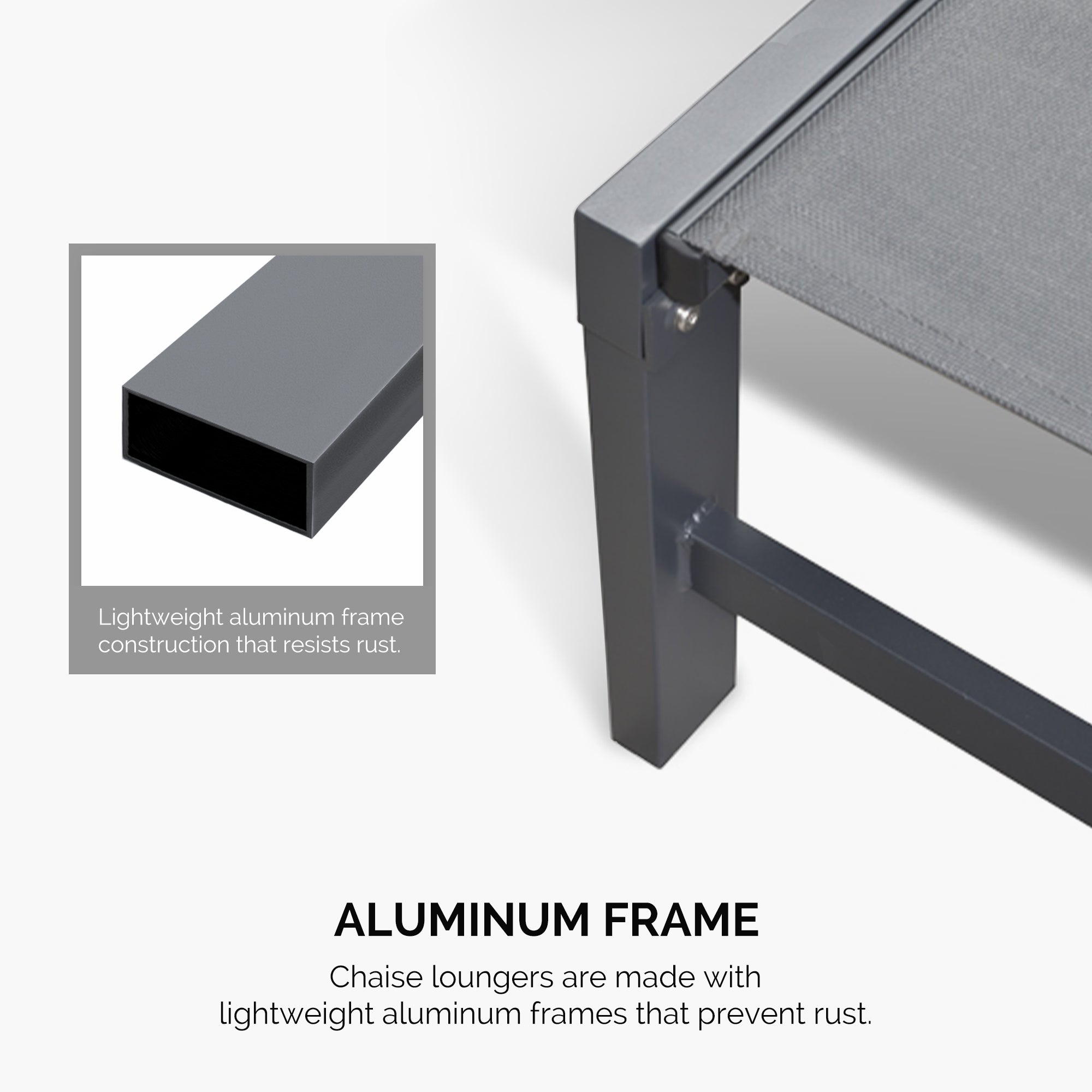 PURPLE LEAF Bain De Soleil Lot De 2 avec Table Textilène, Transat Jardin Exterieur Piscine Aluminium, Transat Piscine Anti UV, Charge Maximal 150 kg, Chaise Longue Pliable 2 roulettes