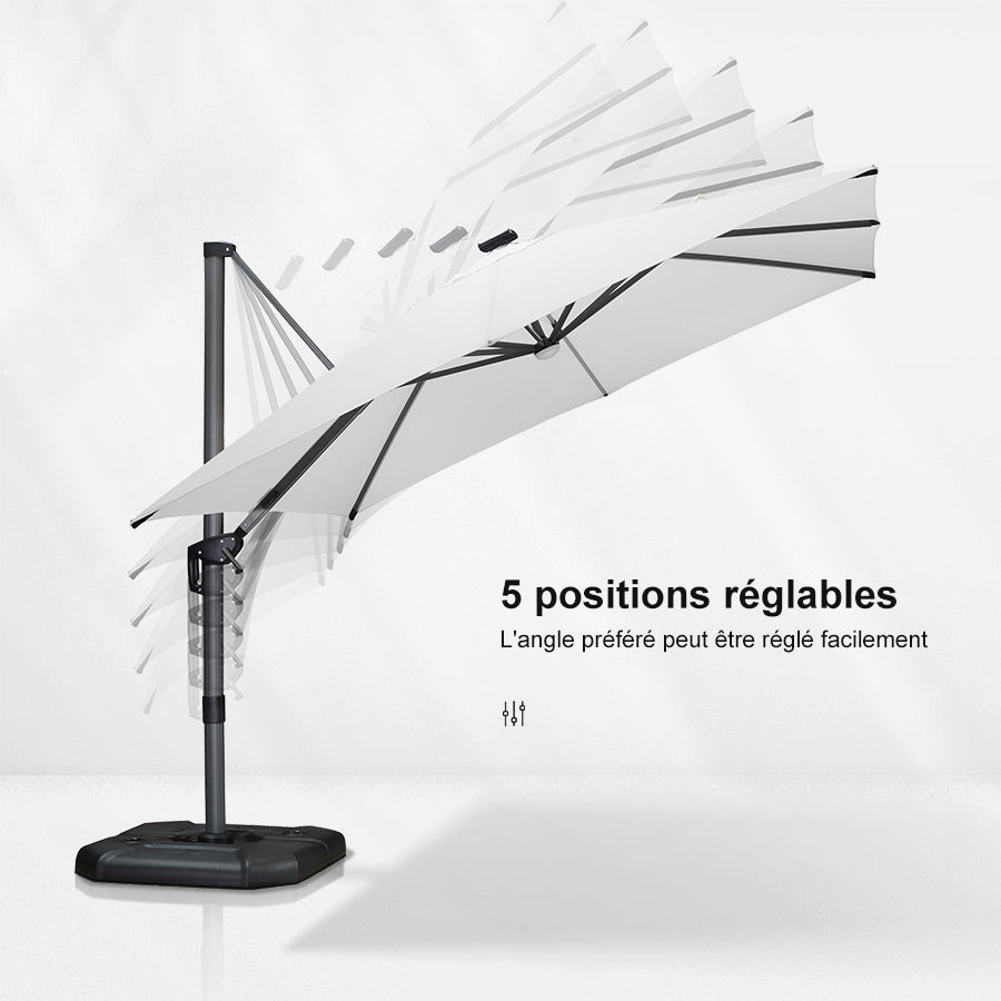 PURPLE LEAF Parasol Déporté avec LED Solaire 3 x 3 m Carré, Parasol De Jardin Extérieur Inclinable Toile Protection UV