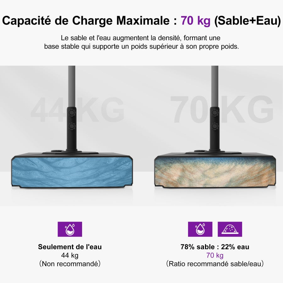 PURPLE LEAF Pied de Parasol Droit de Marché 70KG ZY03-MLBASE-45