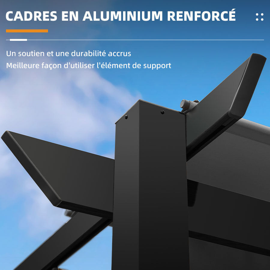 PURPLE LEAF Pergola Aluminium Tissu Teint en Fil Pergola pour Terrasse Exterieur, Toit Coulissante, Pavillon De Jardin