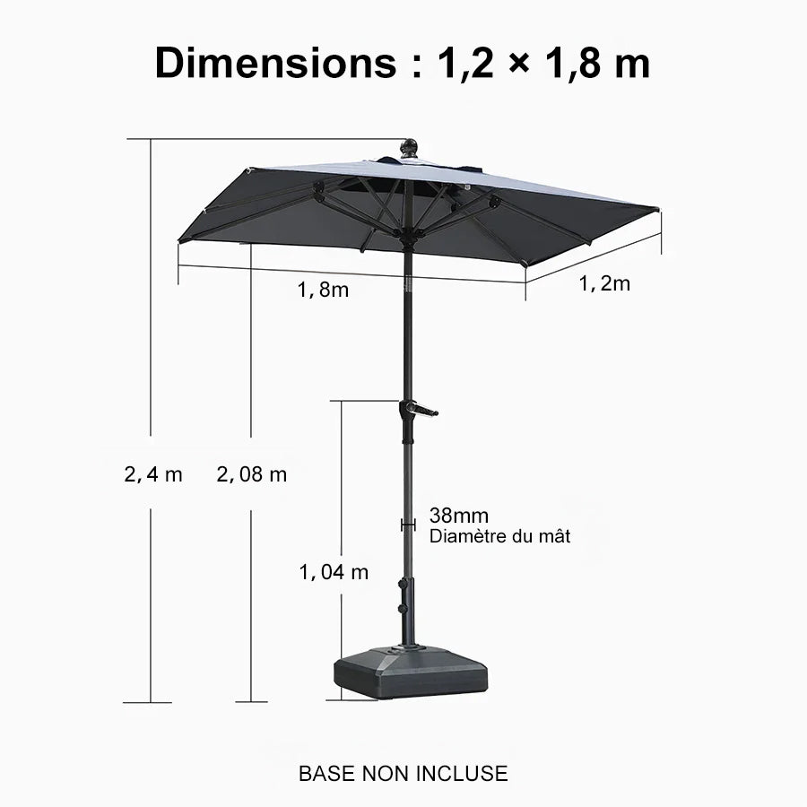 PURPLE LEAF Parasol inclinable en aluminium à mât droit, Carré, Rectangulaire et Rond