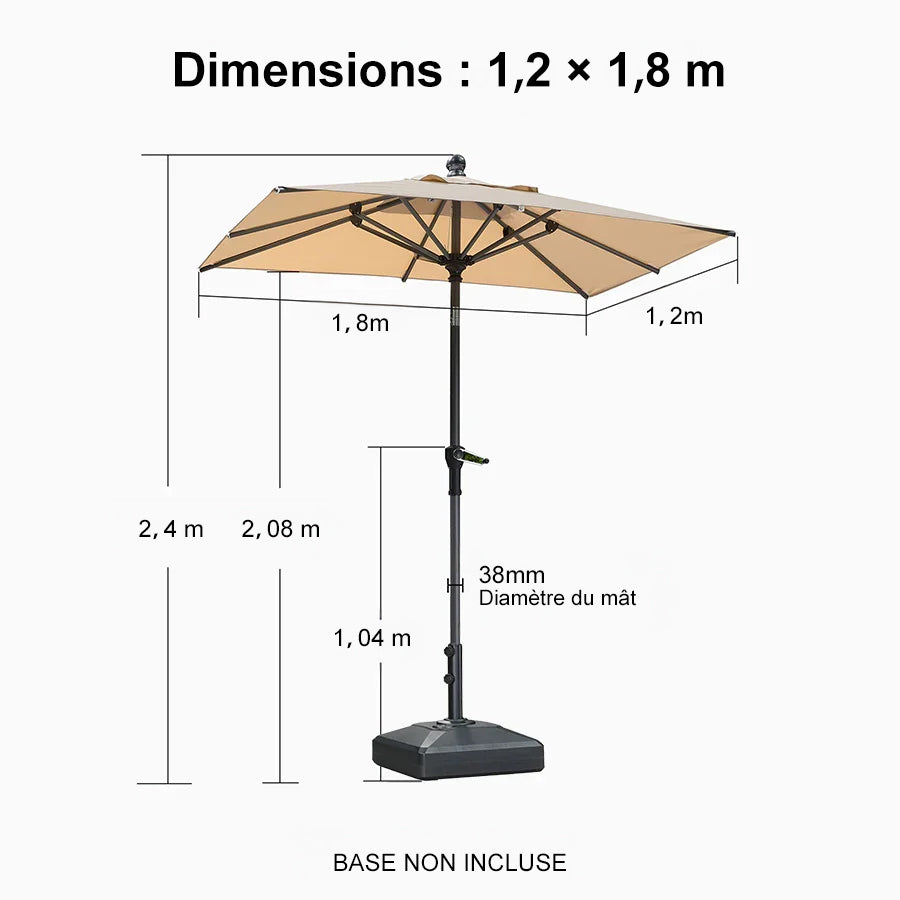 PURPLE LEAF Parasol inclinable en aluminium à mât droit, Carré, Rectangulaire et Rond