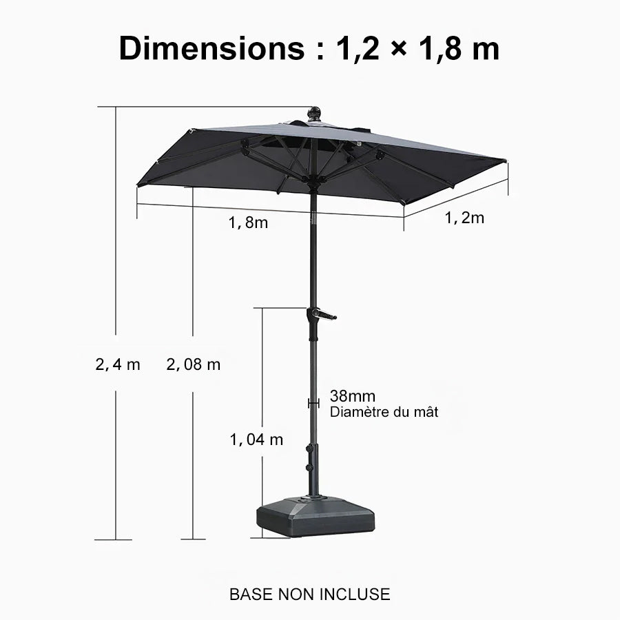 PURPLE LEAF Parasol inclinable en aluminium à mât droit, Carré, Rectangulaire et Rond