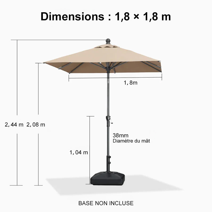 PURPLE LEAF Parasol inclinable en aluminium à mât droit, Carré, Rectangulaire et Rond