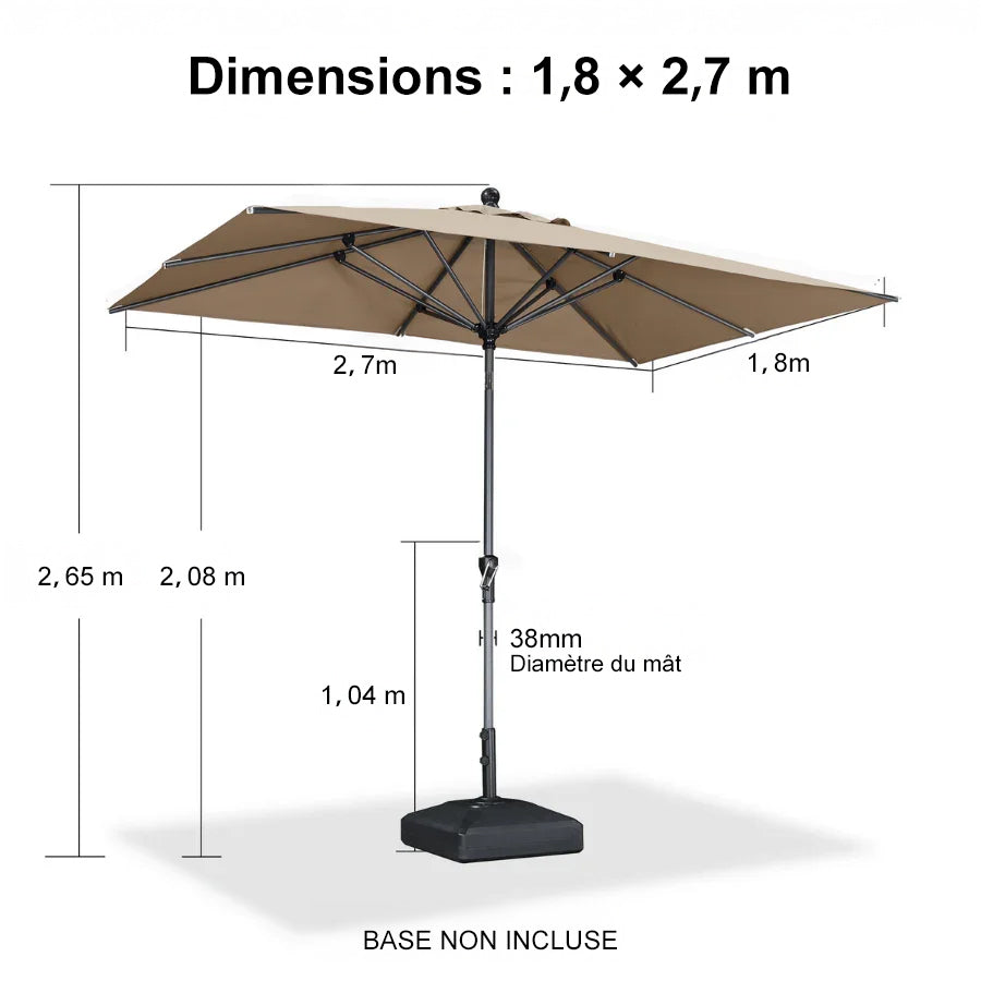 PURPLE LEAF Parasol inclinable en aluminium à mât droit, Carré, Rectangulaire et Rond