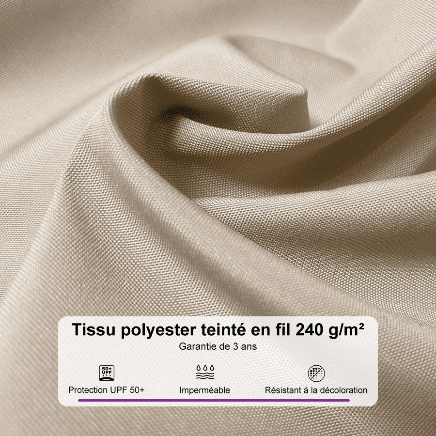 PURPLE LEAF Parasol Déporté Inclinable Grain de Bois en Aluminium Parasol De Jardin Extérieur Toit à Double Rotatif 360°