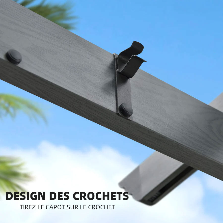 PURPLE LEAF Pergola Aluminium Tissu Teint en Fil Pergola pour Terrasse Exterieur, Toit Coulissante, Pavillon De Jardin