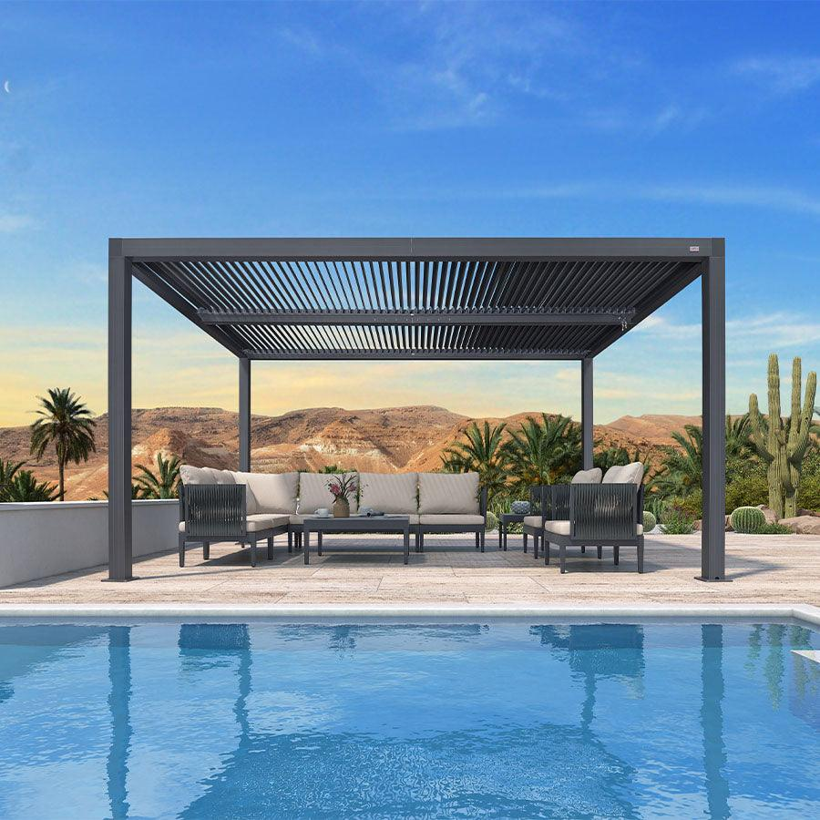 PURPLE LEAF Pergola Bioclimatique Pergola Aluminium Lames Orientables Tonnelle de Jardin Imperméable pour Terrasse Extérieur Carport, Gris