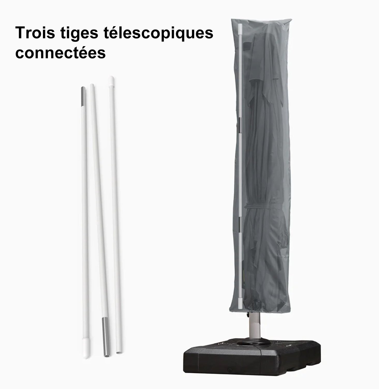 PURPLE LEAF Housse de parasol déporté avec fermeture éclair pour parasol extérieur et parasol de patio