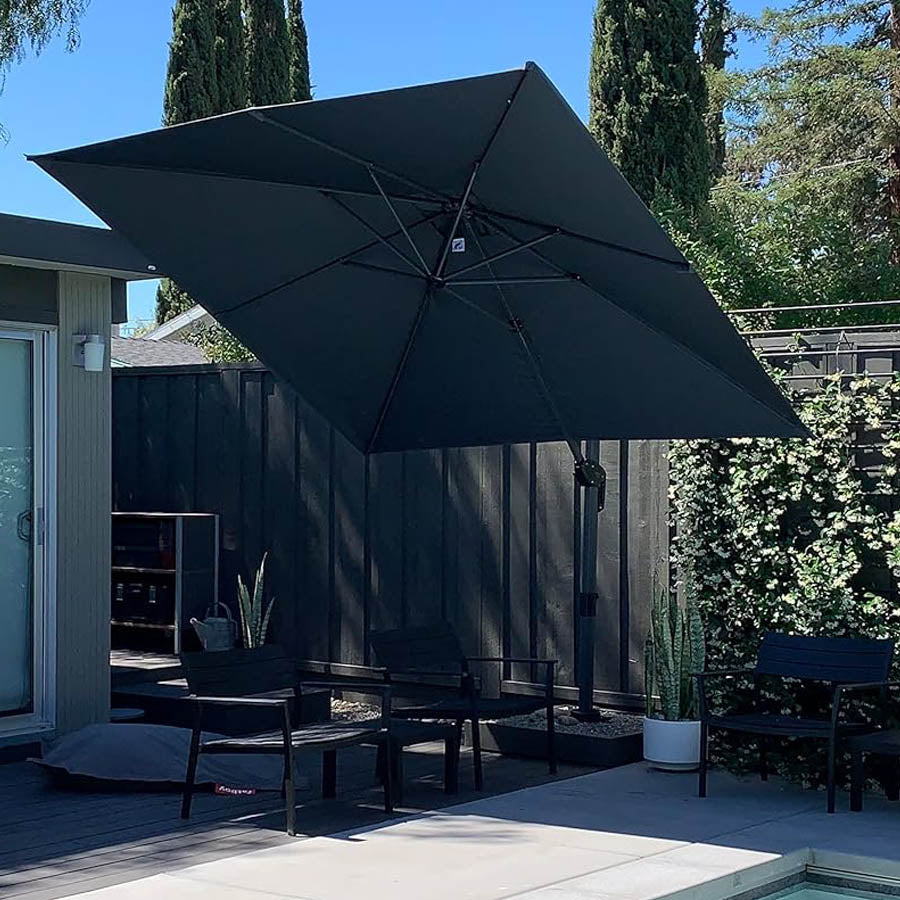 PURPLE LEAF Parasol De Jardin Exterieur Parasol Déporté Rotatif 360°, Parasol Excentré Inclinable, Parasol Suspendu Balcon