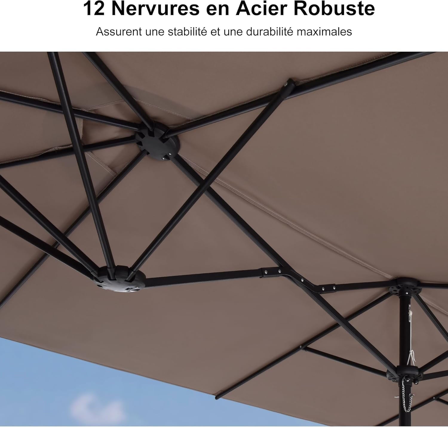PURPLE LEAF Parasol de Jardin Extérieur, Grand Parasol Double avec Base, pour Terrasse, Jardin, Balcon et Piscine