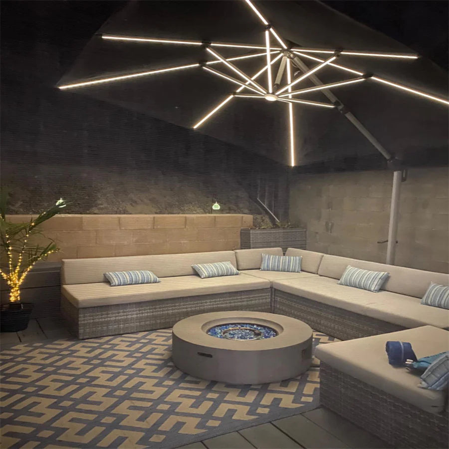 PURPLE LEAF Parasol De Jardin Extérieur avec LED Parasol Déporté Toit à Double Rotatif 360° Parasol Excentré Inclinable Parasol Terrasse Extérieur