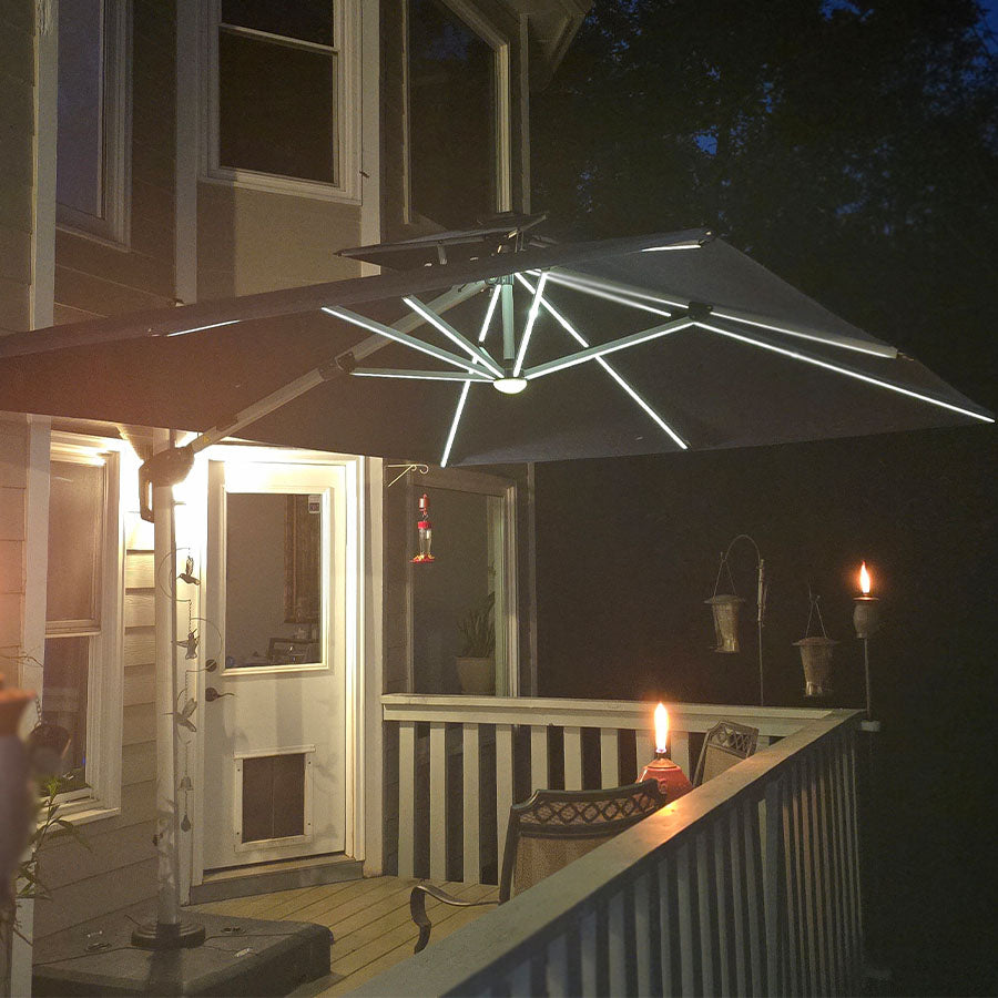 PURPLE LEAF Parasol De Jardin Extérieur avec LED Parasol Déporté Toit à Double Rotatif 360° Parasol Excentré Inclinable Parasol Terrasse Extérieur