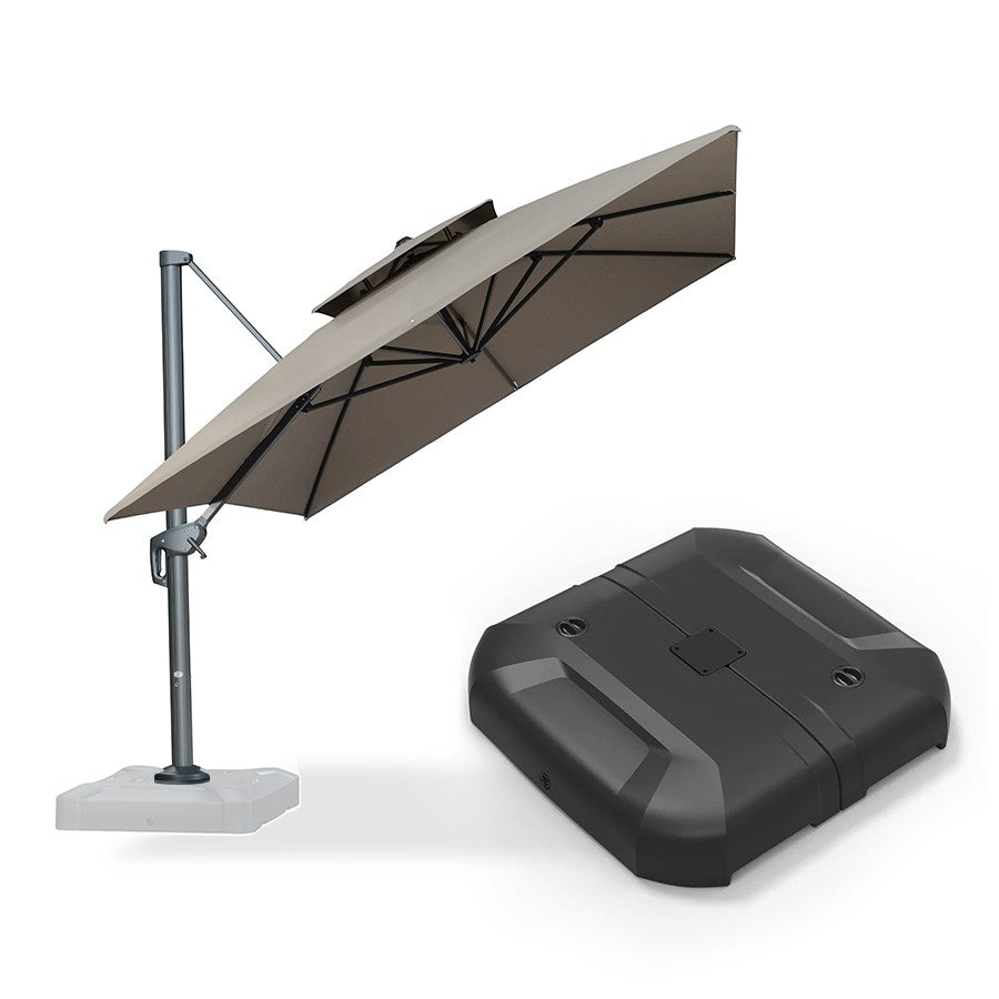 PURPLE LEAF Parasol Déporté à Double Toit avec Cadre Gris Acier Carré Rectangle avec socle