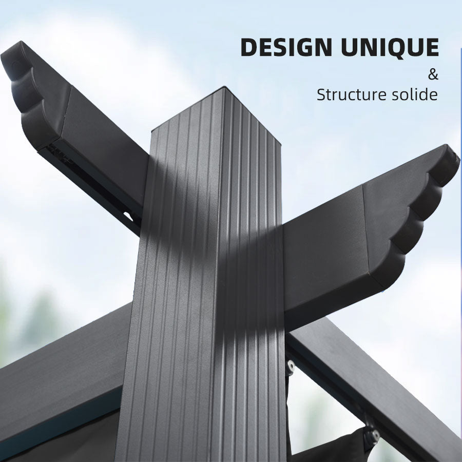 PURPLE LEAF Pergola Aluminium Tissu Teint en Fil Pergola pour Terrasse Exterieur, Toit Coulissante, Pavillon De Jardin