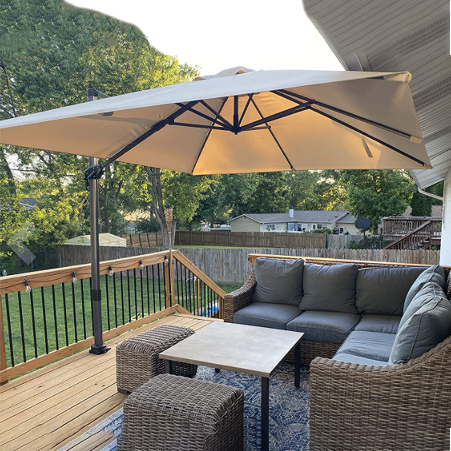 PURPLE LEAF Parasol De Jardin Exterieur Parasol Déporté Rotatif 360°, Parasol Excentré Inclinable, Parasol Suspendu Balcon