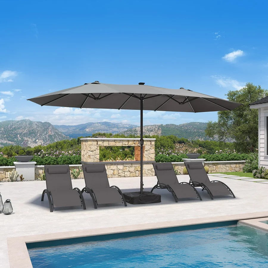 PURPLE LEAF Parasol de Jardin Double Aluminium avec lumières LED, Avec Socle, pour Terrasse, Jardin, Balcon et Piscine