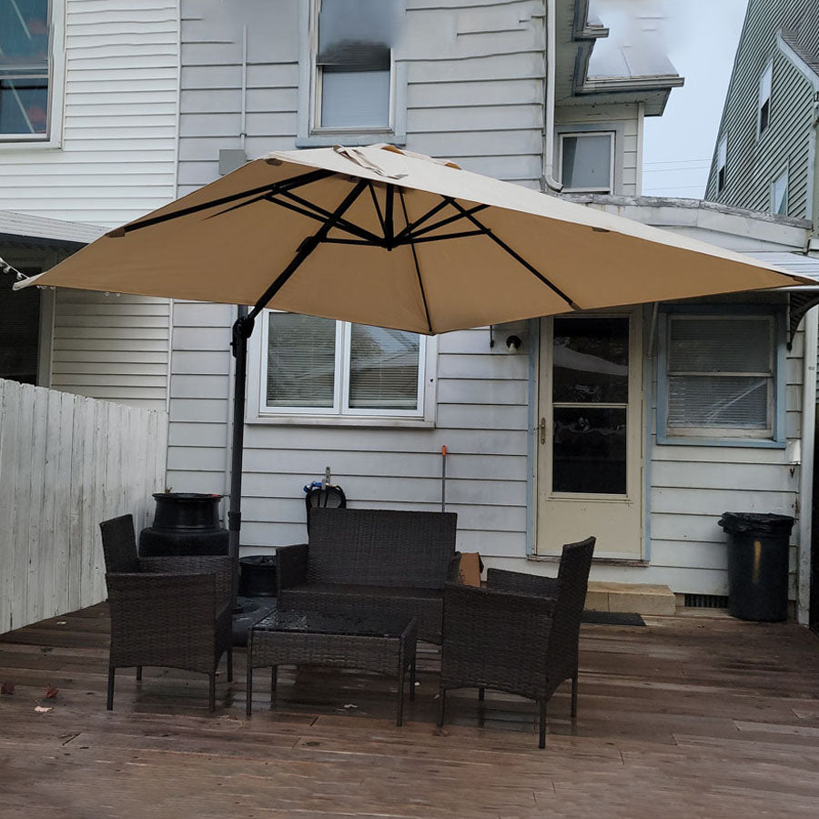 PURPLE LEAF Parasol De Jardin Exterieur Parasol Déporté Rotatif 360°, Parasol Excentré Inclinable, Parasol Suspendu Balcon