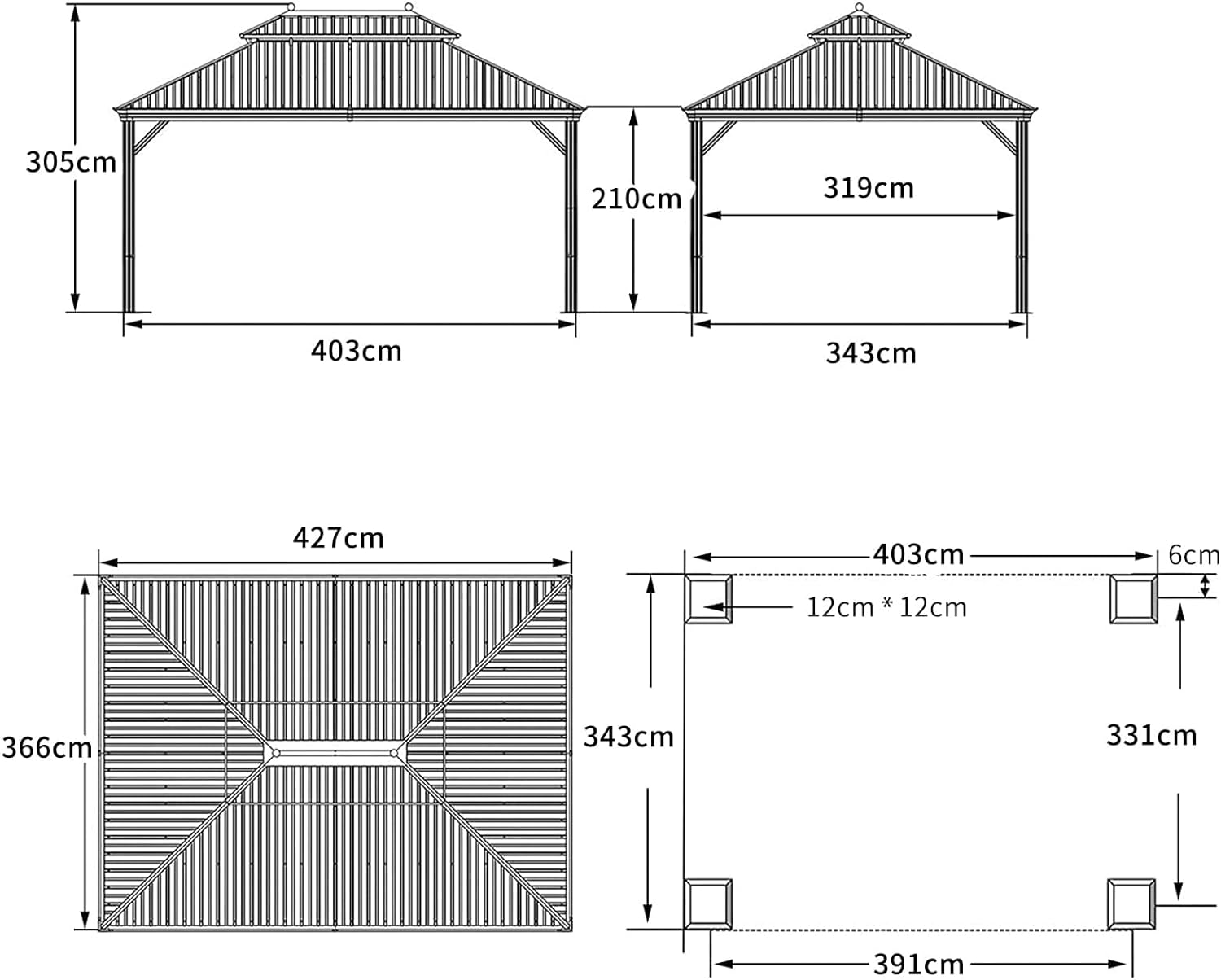 PURPLE LEAF Tonnelle De Jardin Exterieur Tonnelle Pergola Aluminum Avec Moustiquaire Et Rideaux Pavillon De Jardin à Double Toit Acier Galvanisé, Gris