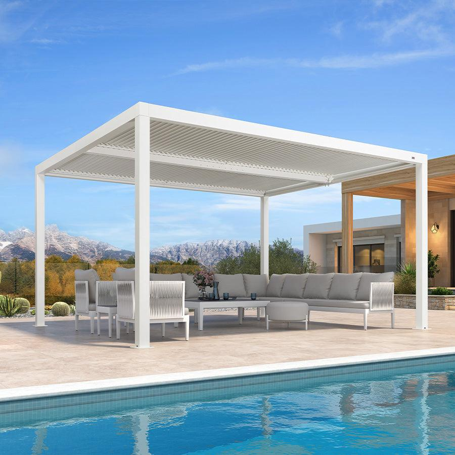 PURPLE LEAF Pergola Bioclimatique Pergola Aluminium Lames Orientables Tonnelle de Jardin Imperméable pour Terrasse Extérieur Carport, Blanc