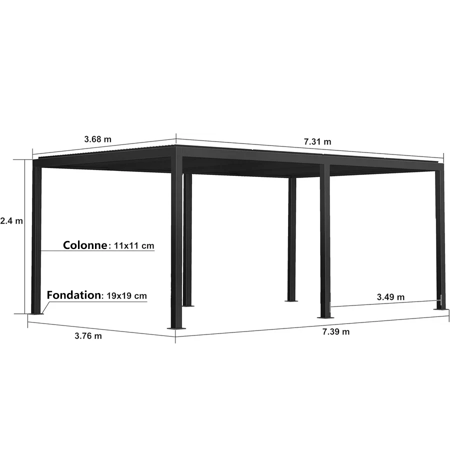 PURPLE LEAF Pergola Bioclimatique Pergola Aluminium Lames Orientables Tonnelle de Jardin Imperméable pour Terrasse Extérieur Carport, Gris
