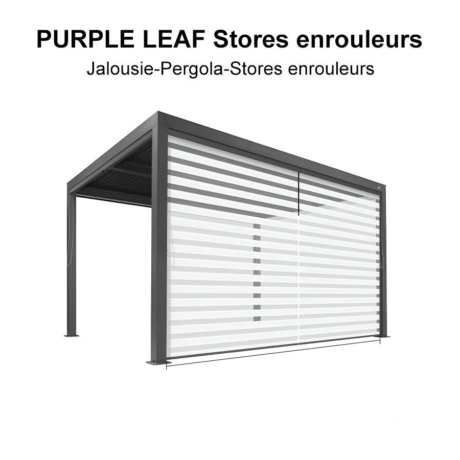 PURPLE LEAF Stores enrouleurs pour Pergola Bioclimatique Protection Solaire Intimité Toile Imperméable Isolation Thermique Entretien Facile
