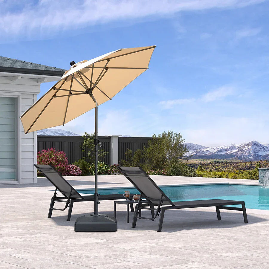 PURPLE LEAF Parasol inclinable en aluminium à mât droit, Carré, Rectangulaire et Rond, Avec Socle