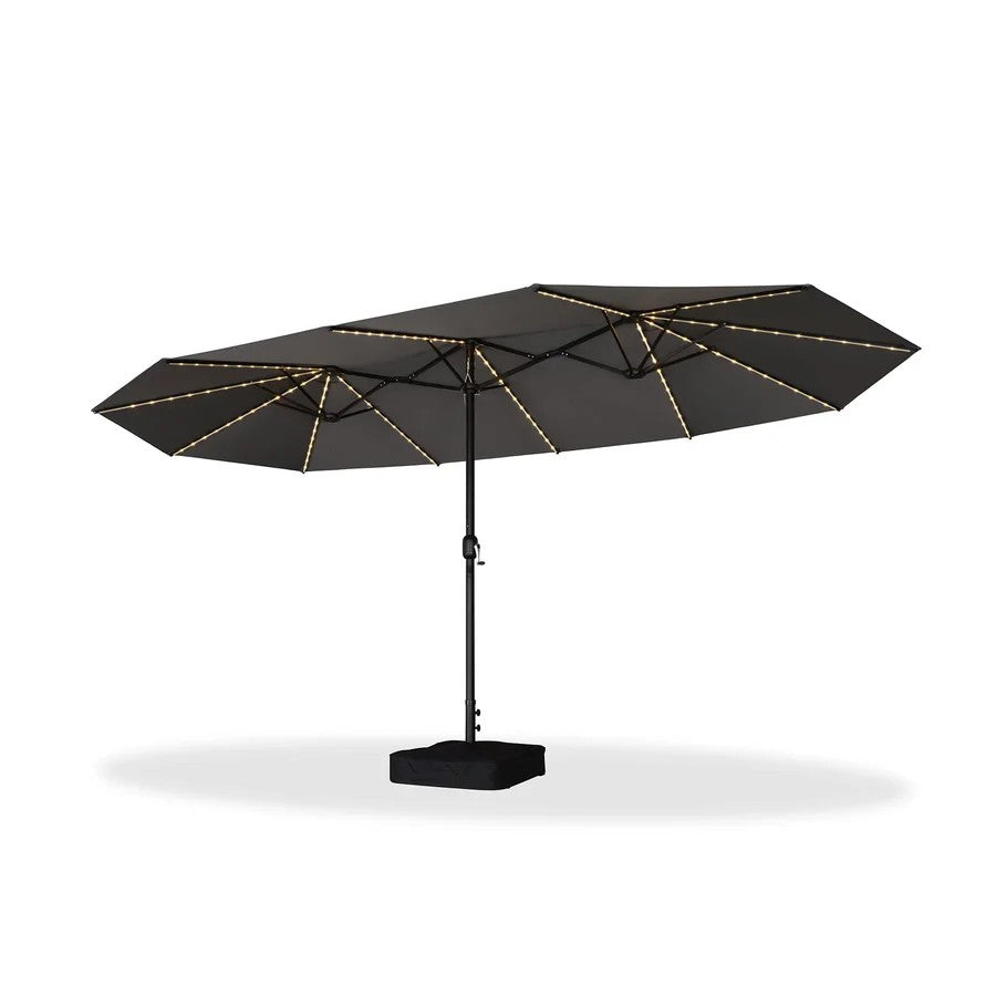 PURPLE LEAF Parasol de Jardin Double Aluminium avec lumières LED, Avec Socle, pour Terrasse, Jardin, Balcon et Piscine