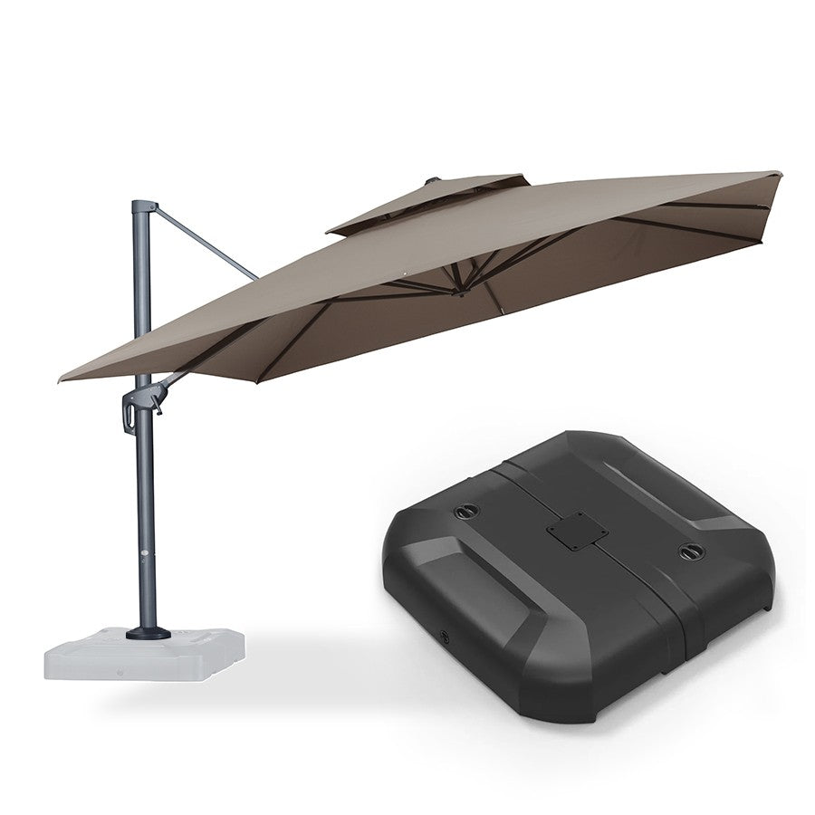 PURPLE LEAF Parasol Déporté à Double Toit avec Cadre Gris Acier Carré Rectangle avec socle