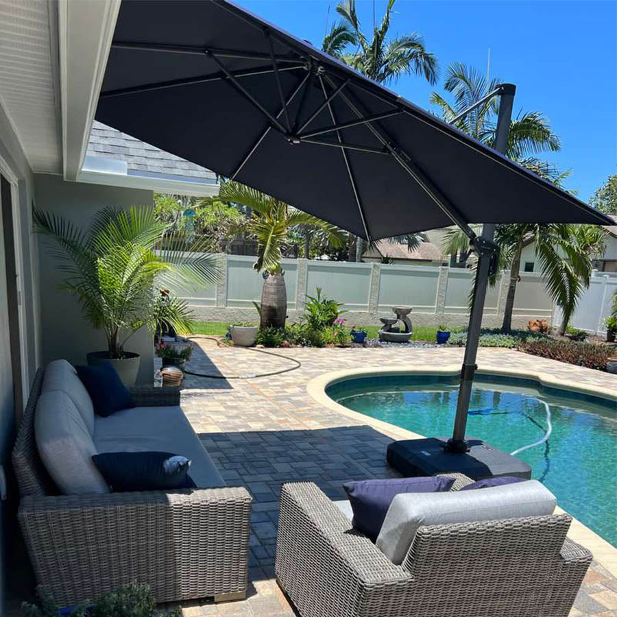 PURPLE LEAF Parasol De Jardin Exterieur Parasol Déporté Rotatif 360°, Parasol Excentré Inclinable, Parasol Suspendu Balcon