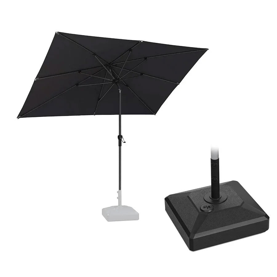 PURPLE LEAF Parasol inclinable en aluminium à mât droit, Carré, Rectangulaire et Rond, Avec Socle