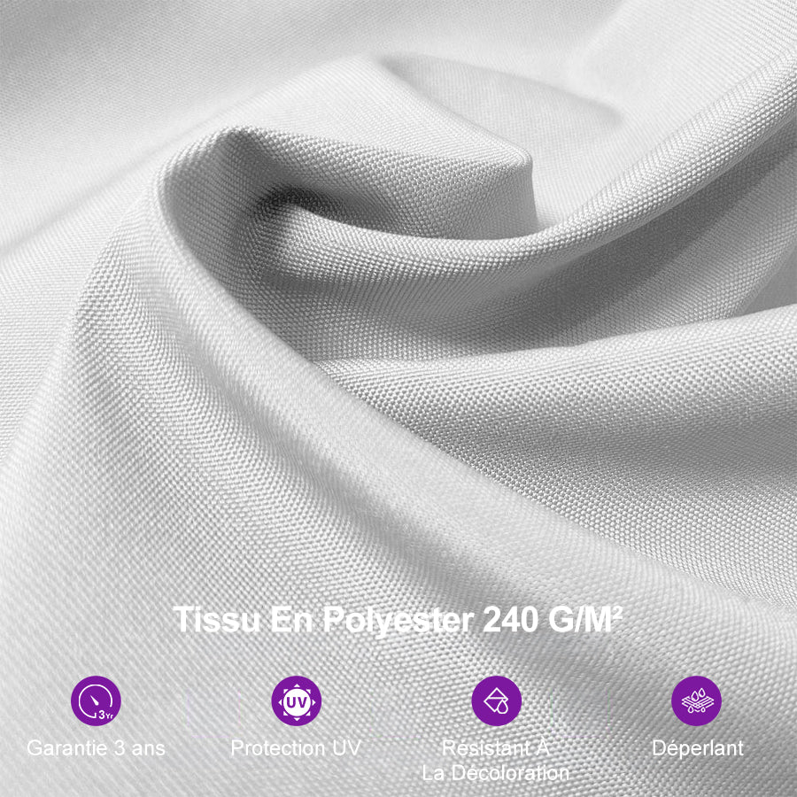 PURPLE LEAF Parasol Déporté avec LED Solaire 3 x 3 m Carré, Parasol De Jardin Extérieur Inclinable Toile Protection UV