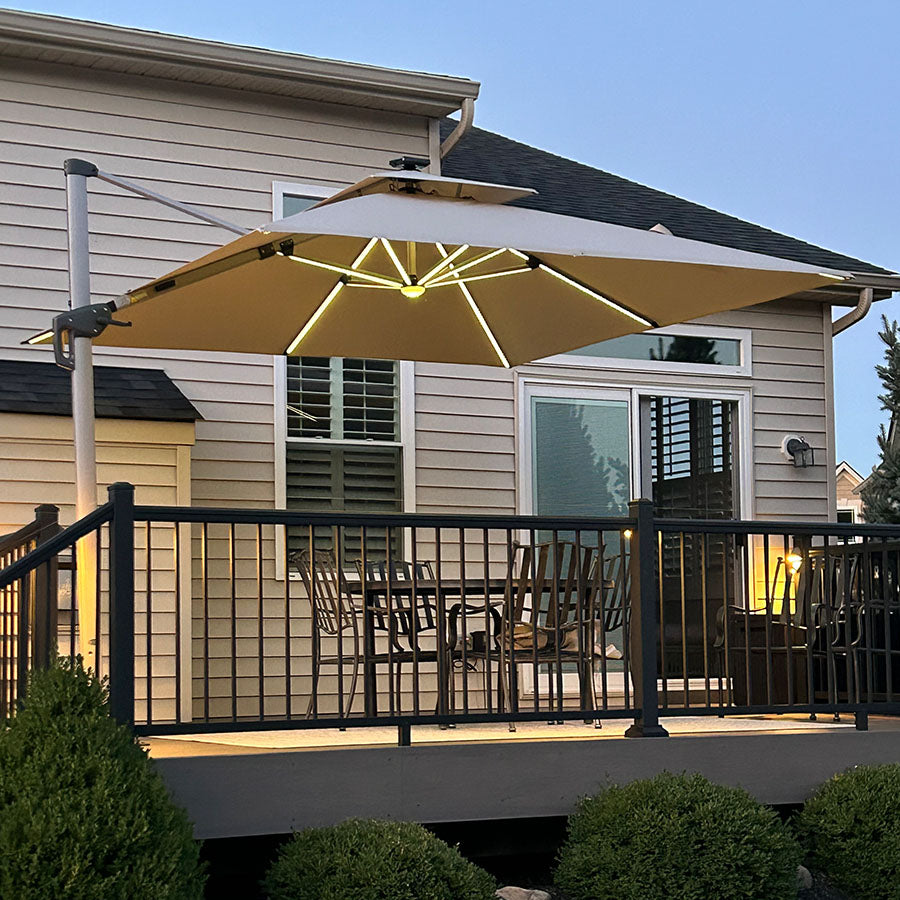 PURPLE LEAF Parasol De Jardin Extérieur avec LED Parasol Déporté Toit à Double Rotatif 360° Parasol Excentré Inclinable Parasol Terrasse Extérieur