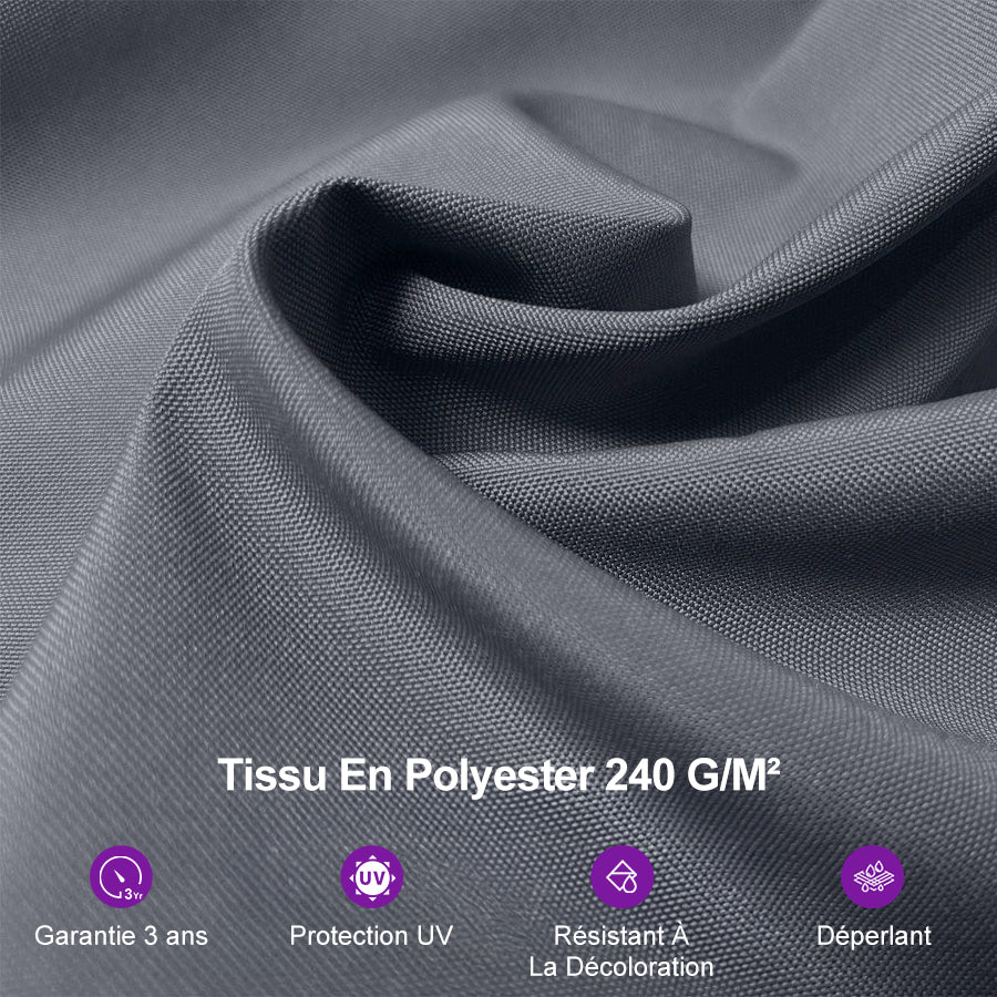 PURPLE LEAF Parasol Déporté avec LED Solaire 3 x 3 m Carré, Parasol De Jardin Extérieur Inclinable Toile Protection UV