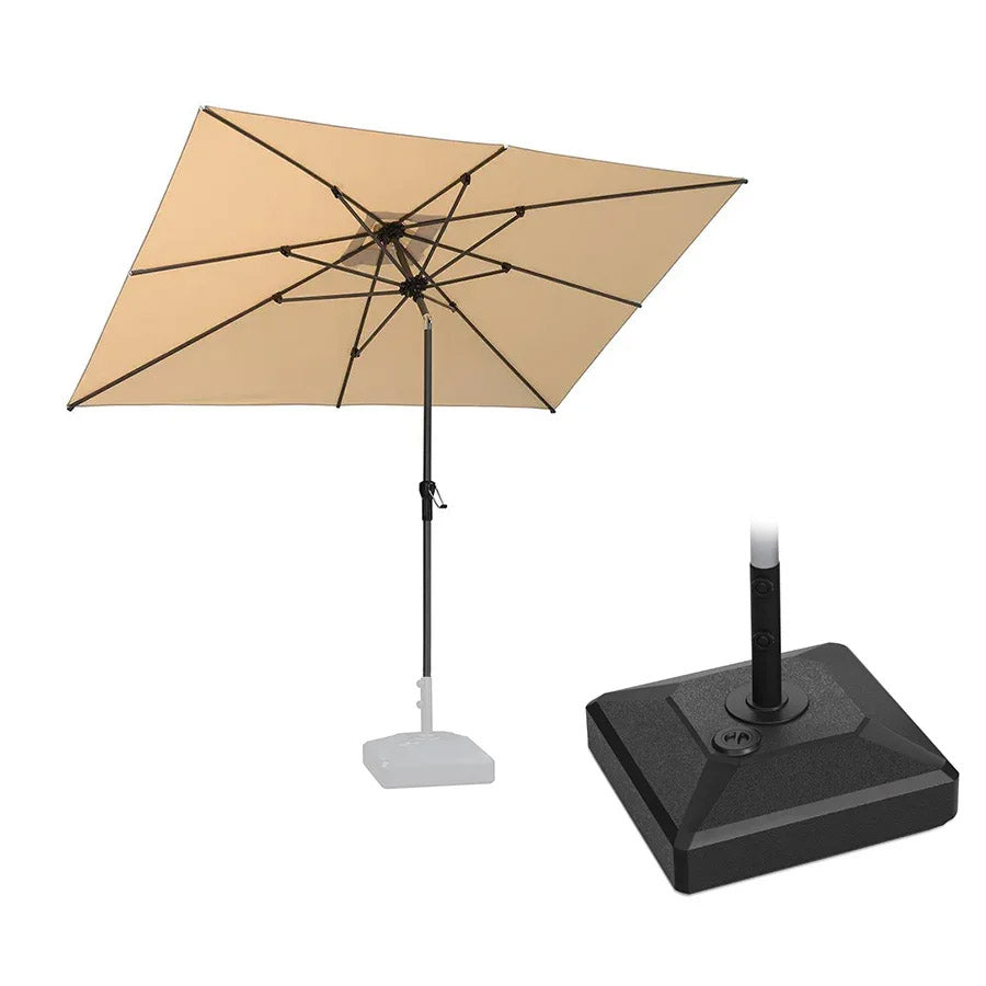 PURPLE LEAF Parasol inclinable en aluminium à mât droit, Carré, Rectangulaire et Rond, Avec Socle