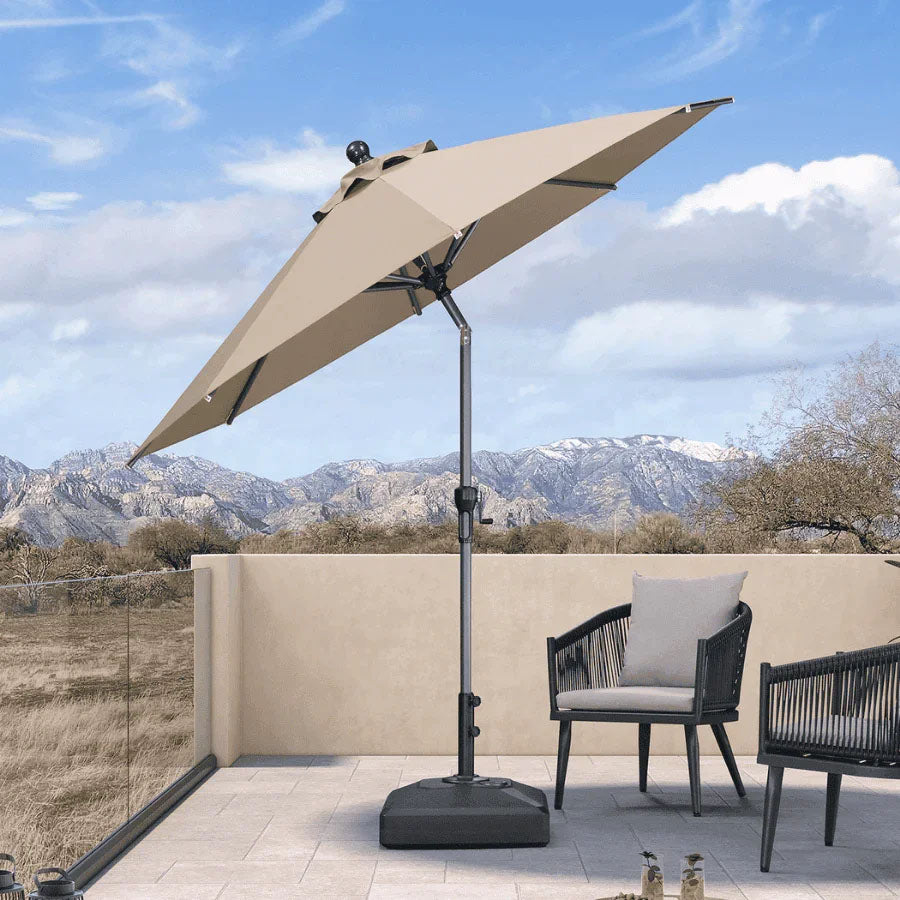 PURPLE LEAF Parasol inclinable en aluminium à mât droit, Carré, Rectangulaire et Rond, Avec Socle