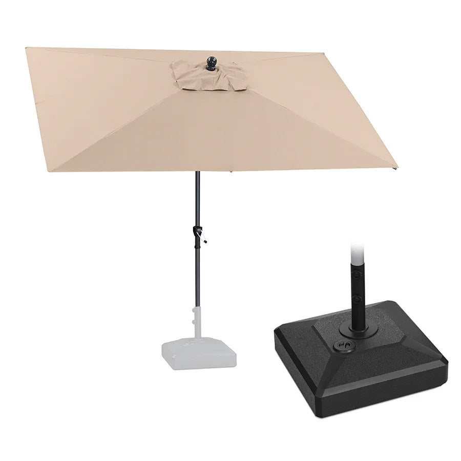 PURPLE LEAF Parasol inclinable en aluminium à mât droit, Carré, Rectangulaire et Rond, Avec Socle