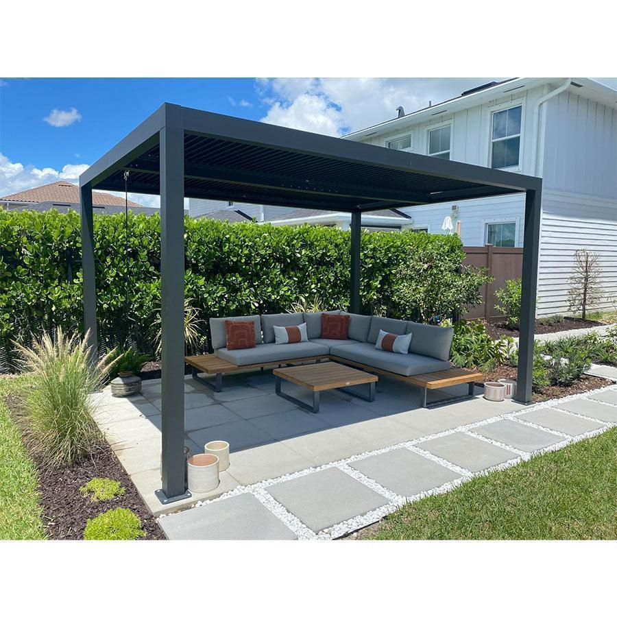PURPLE LEAF Pergola Bioclimatique Pergola Aluminium Lames Orientables Tonnelle de Jardin Imperméable pour Terrasse Extérieur Carport, Anthracite