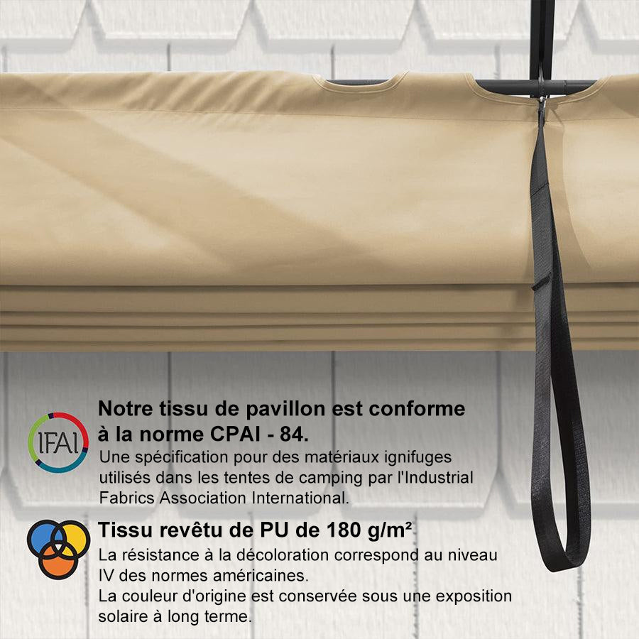 PURPLE LEAF Toile de toit Dépliable pour Pergola Protection Solaire Haute Résistance pour Terrasses et Vérandas