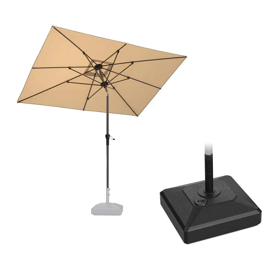 PURPLE LEAF Parasol inclinable en aluminium à mât droit, Carré, Rectangulaire et Rond, Avec Socle